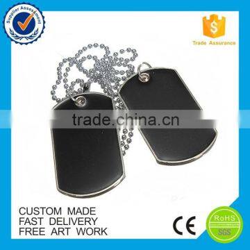 custom blank military black dog tag with ball chain