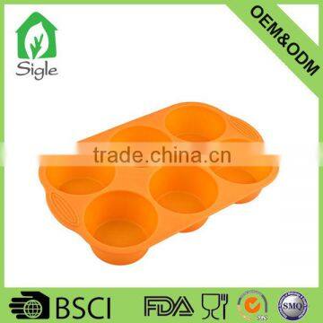 Best Quality Food Grade Silicone 6- Cavity Texas Muffin Pan Cupcake Mold for Diy Homemade