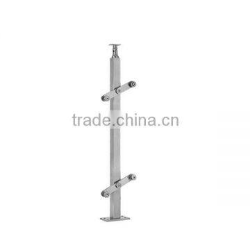 Fence tube, 42,4x2,0mm, H:958mm, M8 one-sided, for glass clamp, stair, AISI 304 satin