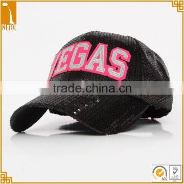 Adult age group women sports style sequin custom baseball caps