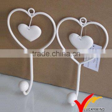 rustic double heart wholesale cast iron coat hooks