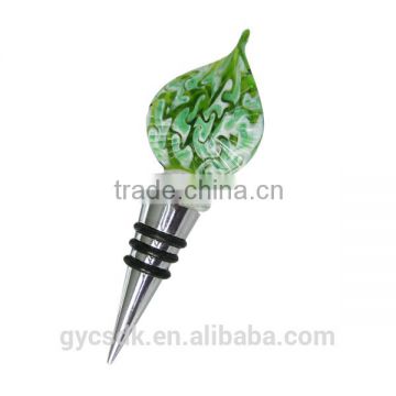 Novelty Leaf Shaped Murano Glass Wine Stopper Wine Accessory