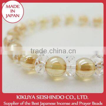 Golden Aura, Japanese Buddhist Bracelet, Golden Aura beads 6mm and Crystal Quarts Beads 6mm, natural stones, jp bracelet