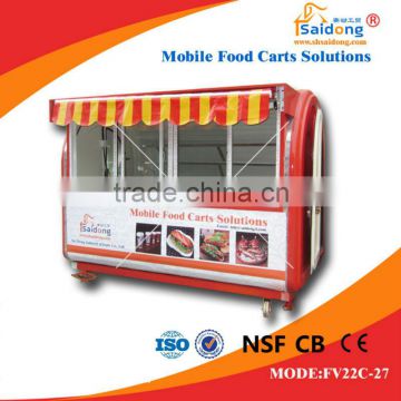 CE approval mobile food cart hot dog vending cart design for hot sale