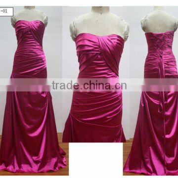 Bridesmaid Dresses Satin with Pleats Evening Dress Long Elegent Prom Dresses