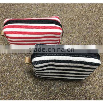 Strip Canvas Toiletry Bag Portable Travel Mini Cosmetic Bag With Ykk Zipper photo-2