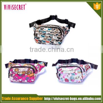 Hot sale cheap customized 3 pocket nylon fanny pack for wholesale