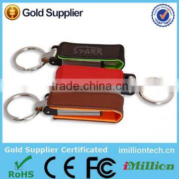 Business usb flash disks, keychain leather usb drive 8gb 16gb with custom printing logo