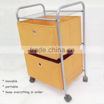 2 Layers Metal Frame Storage Cart With Wheels
