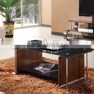 Vintage Wooden Table/Living Room Glass Coffee Table Set S111