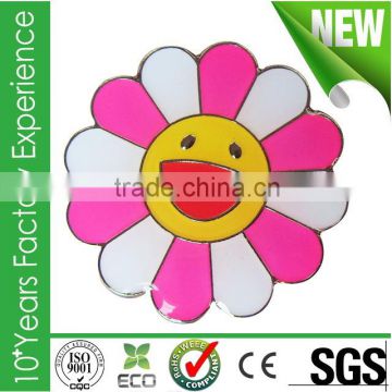 Wholesale Promotional soft enamel epoxy flower smile pin badge