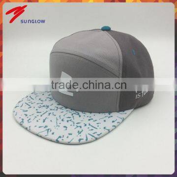 wholesale custom design your own logo 6 panel grey snapback hat with 3D printing