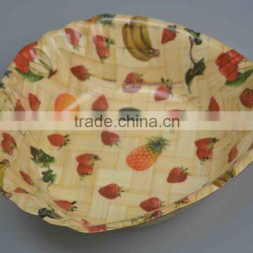 Retail No Normal Anomaly Triangle Color Painting Picture Handmade Bamboo Woven Wooden Salad Bowl Kitchen Tools photo-4