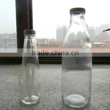 250ml clear glass milk bottle with metal lid