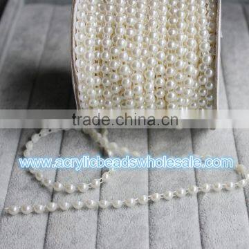 25M/lot 6MM Flat Back Pearl Beads Trimming Wedding Centerpiece Flower/Table Decoration Chandelier Crafting DIY Accessory