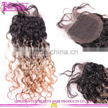 Facory price new arrival 100% loose curly remy hair ombre colo r#1b/27hair top quality lace frontals