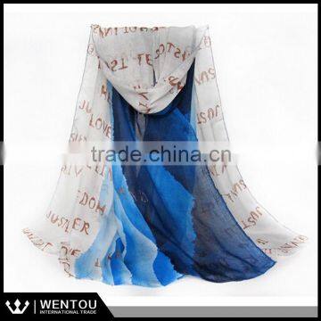 Spring New Arrival Mountain Printed Organic Cotton Retro Voile Scarf