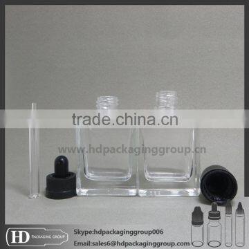 HD Chinese manufacturer 30ml eliquid square clear glass bottle rectangular glass bottle 30ml