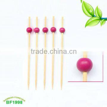 Eco-friendly bamboo picks with middle ball,asorted color