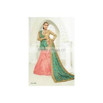 Tenuous Golden Brocade Lehenga Choli/Buy Indian Lehenga Choli for Women