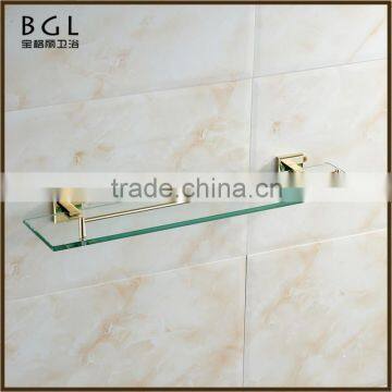 80237-g 2016 new design brass gold bathroom accessories glass shelf