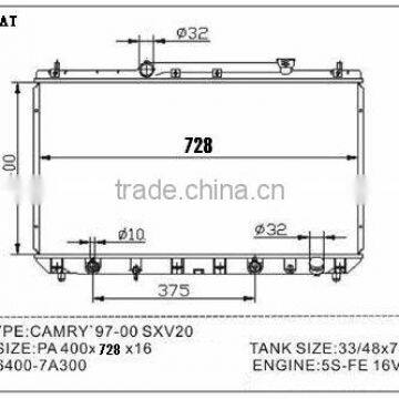 Aluminum Radiator for TOYOTA CAMRY 1909 OEM No.1640003152 A/T double cell