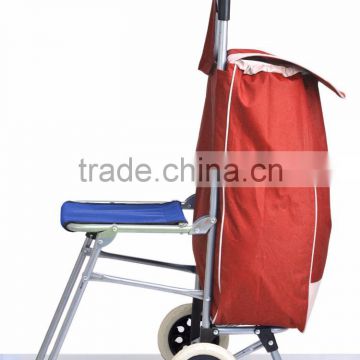 Kawachi Shopping Trolley Bag With Folding Chair - Red