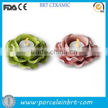 Ceramic different color lotus candle holder