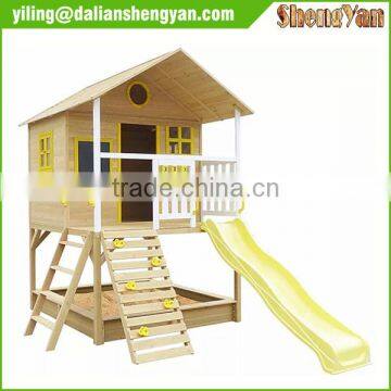 large wooden painted cubby house furniture with slide