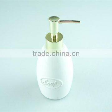 Ceramic Bathroom Vanity Set 2 /lotion Dispenser & Tumbler, Gold Dispenser photo-4