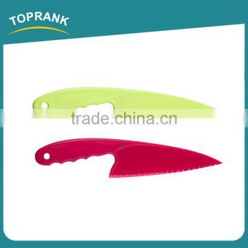 Toprank Alibaba Trade Assurance Wholesale Colorful Serrated Bread Slicer Knife With Plastic Blade,Cake/Pizza/Bread Knife