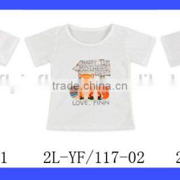 Little Girls White Cartoon Fox Print Short Sleeve T Shirt photo-6