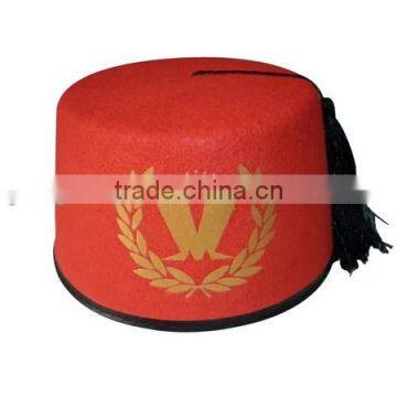 China suppliers custom red wool fabric material Morocco cap Muslim top hat wholesale with tassel for man woman