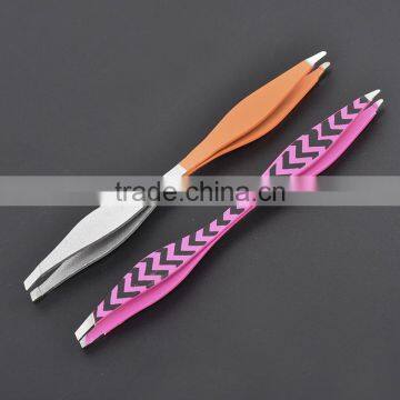 Factory Direct Supply of New Double Eyebrow Tweezers Tweezers Oblique Eyebrows Clamp Multifunctional Stainless Steel Tweezers photo-2