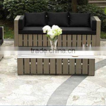 AS-3786 aluminum plastic wood Polywood sofa set with cushion for outdoor