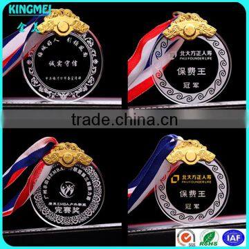KM-XP09 2016 New Arrival Round Shape Small Glass Crystal Medal photo-3