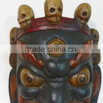 Hand Crafted Wooden Mask of Bhairab Mahakal Wall Hanging Made In Nepal photo-2