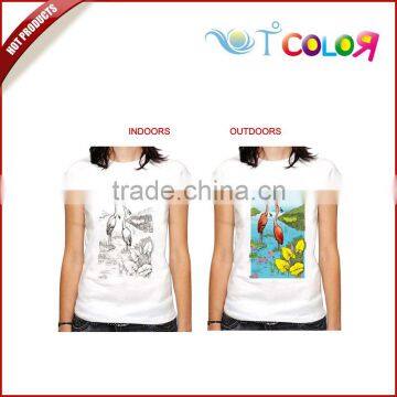 Women cross uv color changing t-shirt,magic color change t-shirt,Uv Activated Color Changing T-Shirt