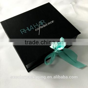 Beautiful Ribbon Gift Foldable Box Customer Design For Luxury Hair Extension Bundles