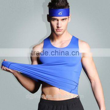 The summer high elastic tight quick-drying sports vest breathable fitness blank gym singlet tank top for men