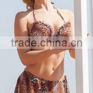 2015 Hot Sex Three Piece High Quality Leopard Print Sexy Swimsuit, Bikini,beachwear