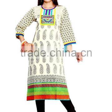 Pure Cotton Glamour Long Kurtis/western Kurti Designs/long Kurti Neck Designs photo-4