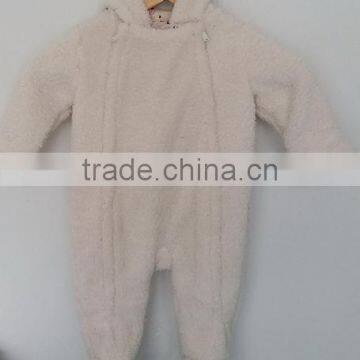 cute babies little bear white faux fur romper for winter