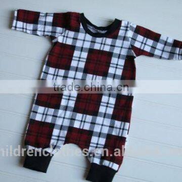 Winter factory wholesale long sleeve kids romper gingham boy romper