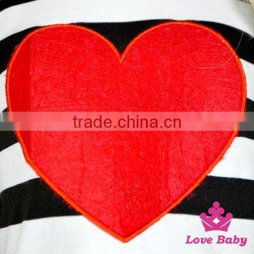 66TQZ466 Lovebaby Wholesale Long Sleeve Cotton Black Strip Top With Red Heart Print for Valentines Day Baby Clothes 1 Set photo-3