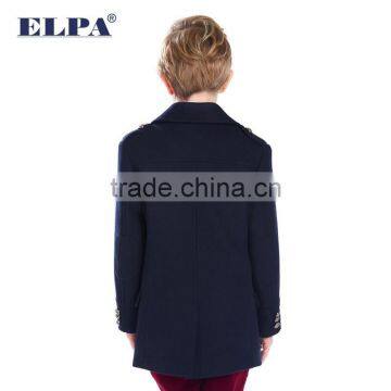 ELPA 2016 Latest Design Winter Wool Coat Dark Blue Boys Wool Overcoat With Elbow Patches photo-2