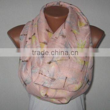 Dragonfly Print Mint Green Fashion Voile Scarf photo-4