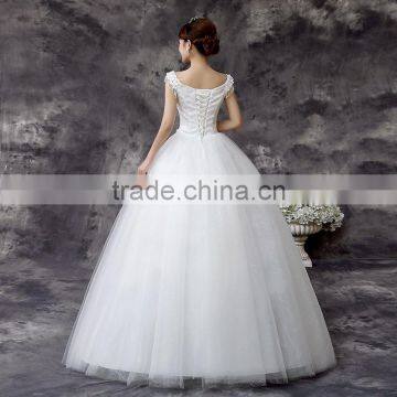2016 New Women White Wedding Dress Sleeveless Beaded Wholesale OEM photo-3