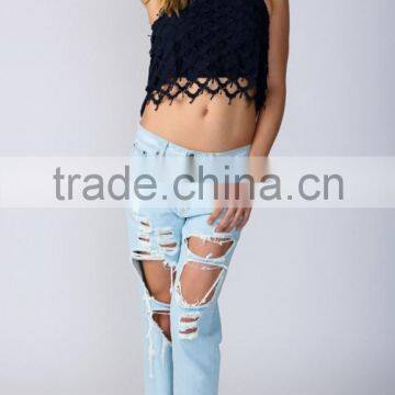 Latest Design Longer Back Lace Front off Shoulder Lace Top