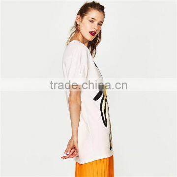 Round Neck and Short Sleeves Longline Banana Motif Pattern Blouse photo-2